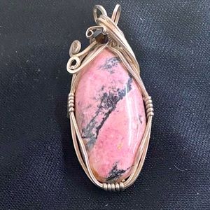 Rhodonite and sterling pendant